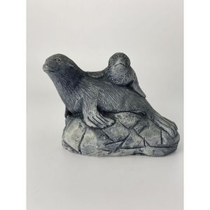 Glacial Ice Age Sculptures Hand Crafted Mom and Baby Seal Figurine ACE Alaska